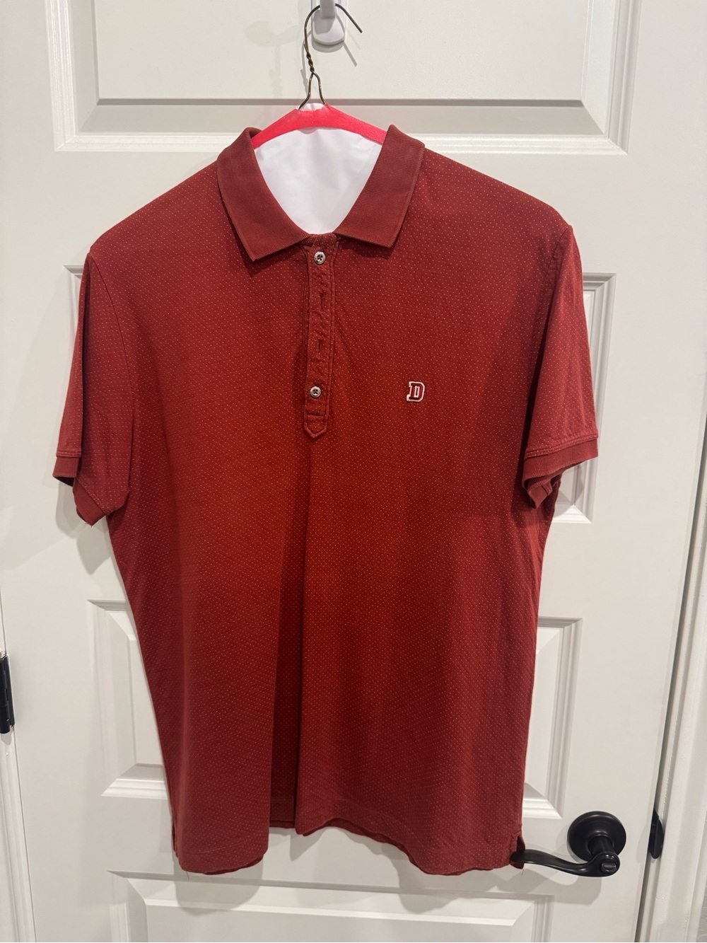 Men's Red Polo Shirt with Subtle Texture